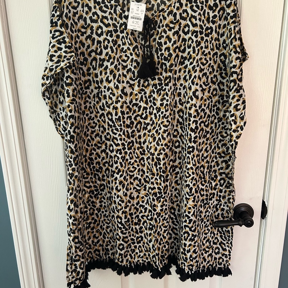 J. Crew Black and Cream Sleeveless Tunic Swim Coverup